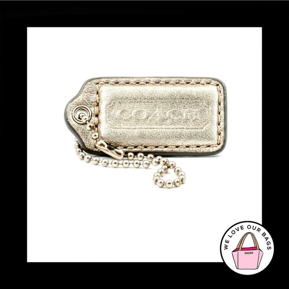 Coach Accessories - 2" Medium COACH Metallic Silver LEATHER Nickel  Fob Bag Charm Keychain Hang Tag